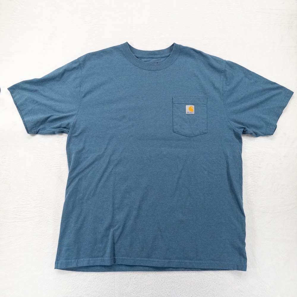 Carhartt Mens Pocket T-Shirt XL Blue Loose Fit Short Sleeve K87 Workwear Tee